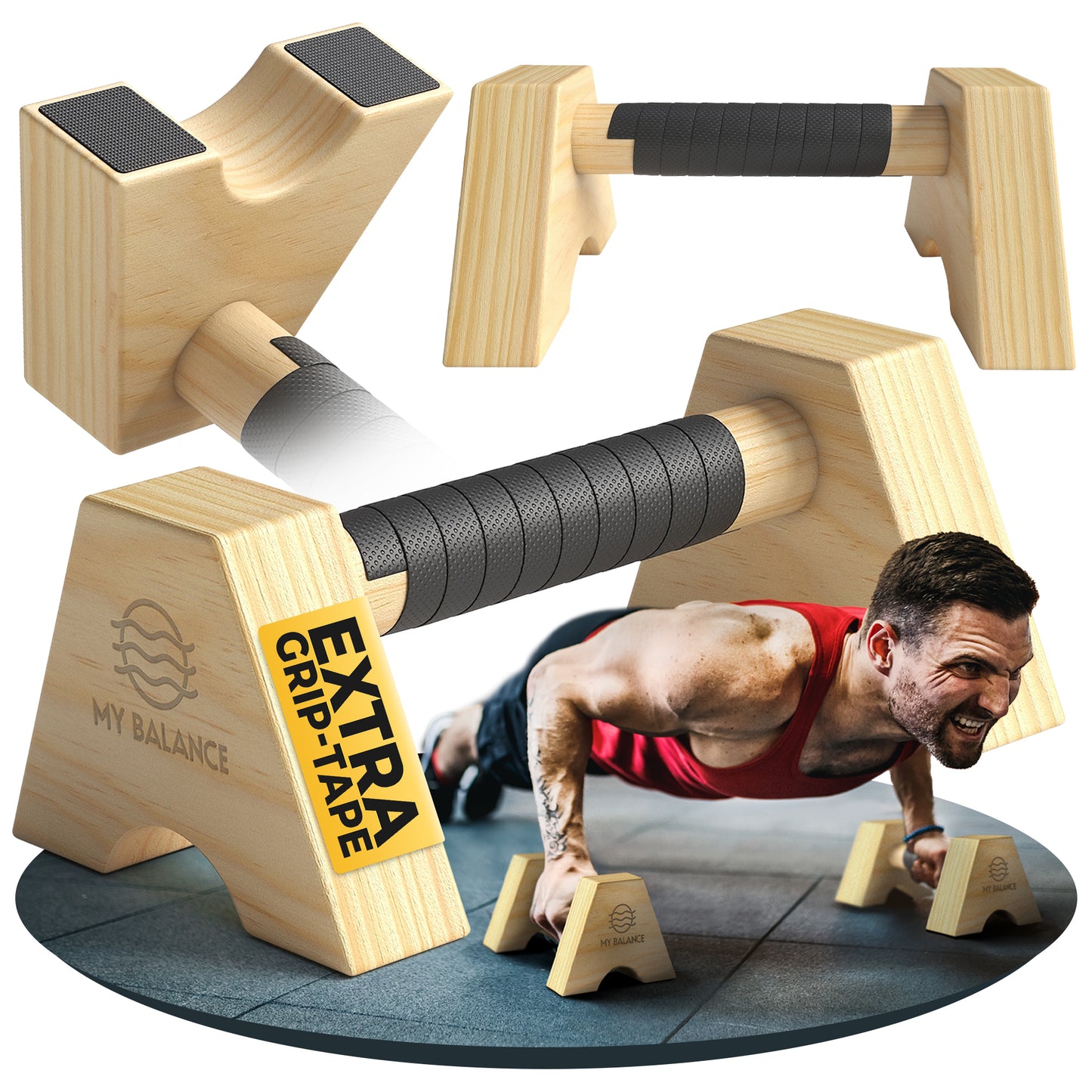 Premium Liegestützgriffe aus Holz inkl. eBook