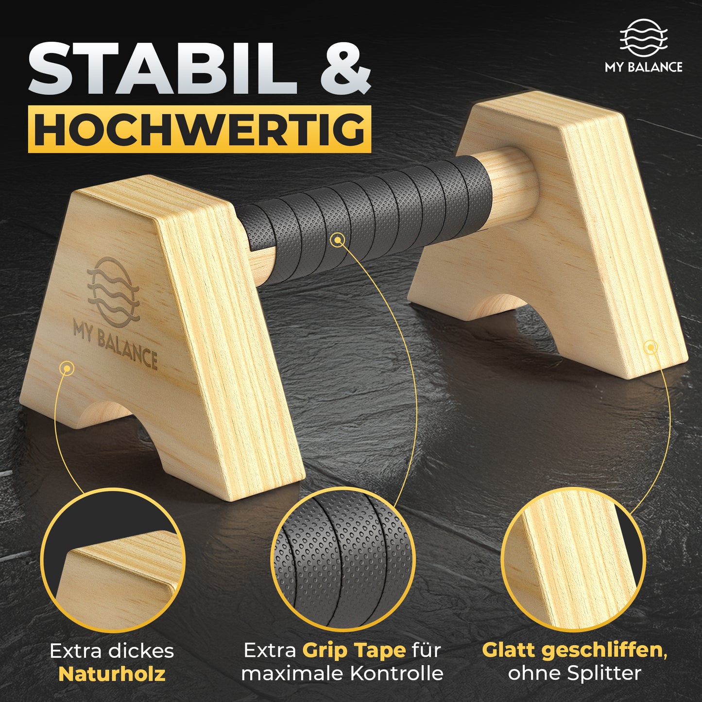 Premium Liegestützgriffe aus Holz inkl. eBook