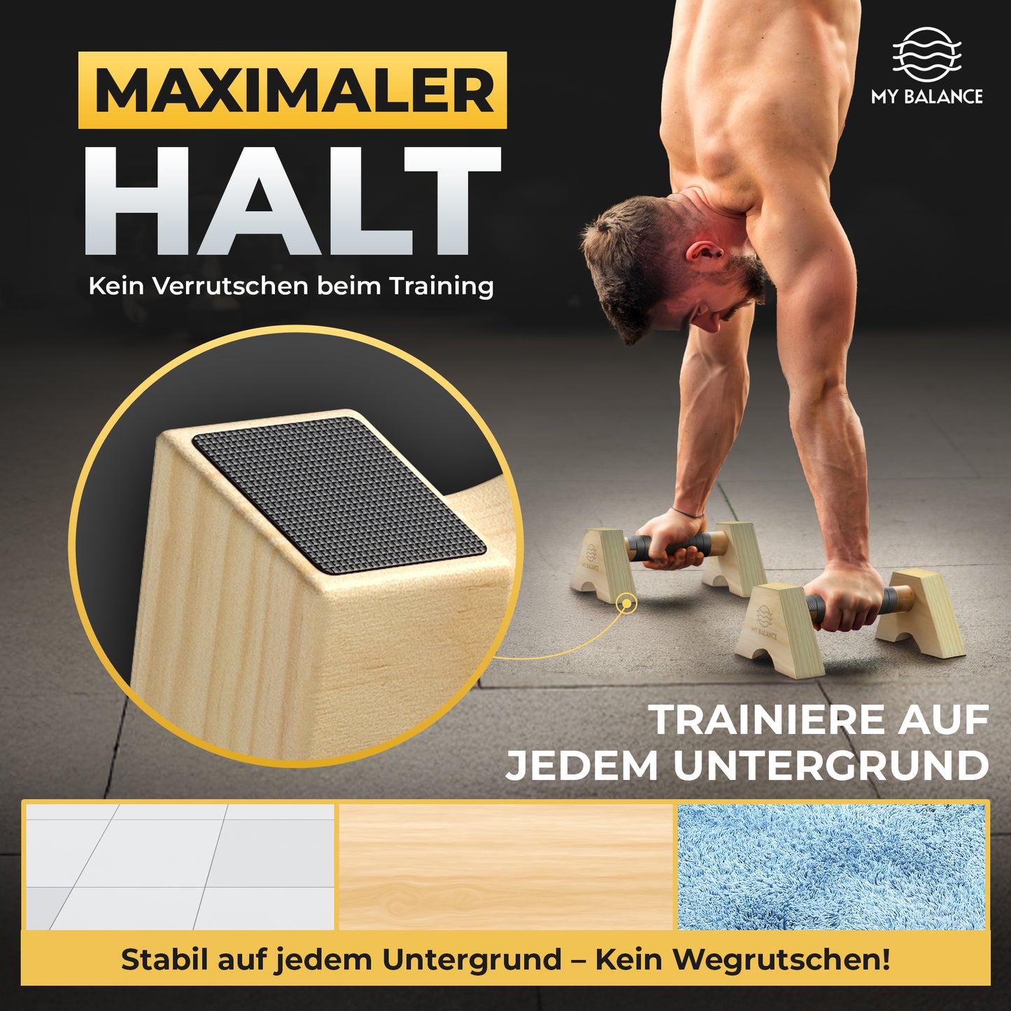 Premium Liegestützgriffe aus Holz inkl. eBook