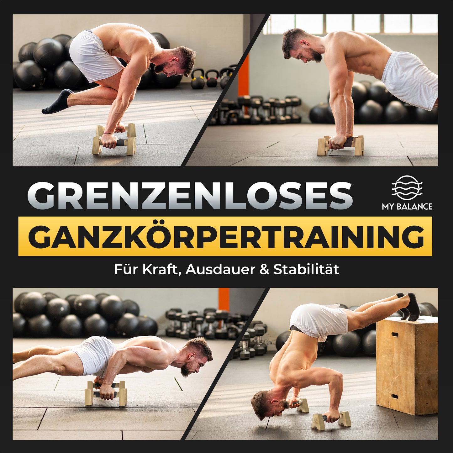 Premium Liegestützgriffe aus Holz inkl. eBook