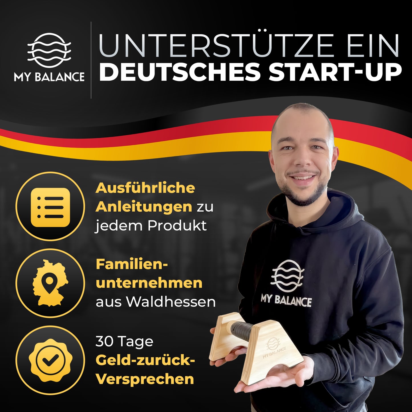 Premium Liegestützgriffe aus Holz inkl. eBook
