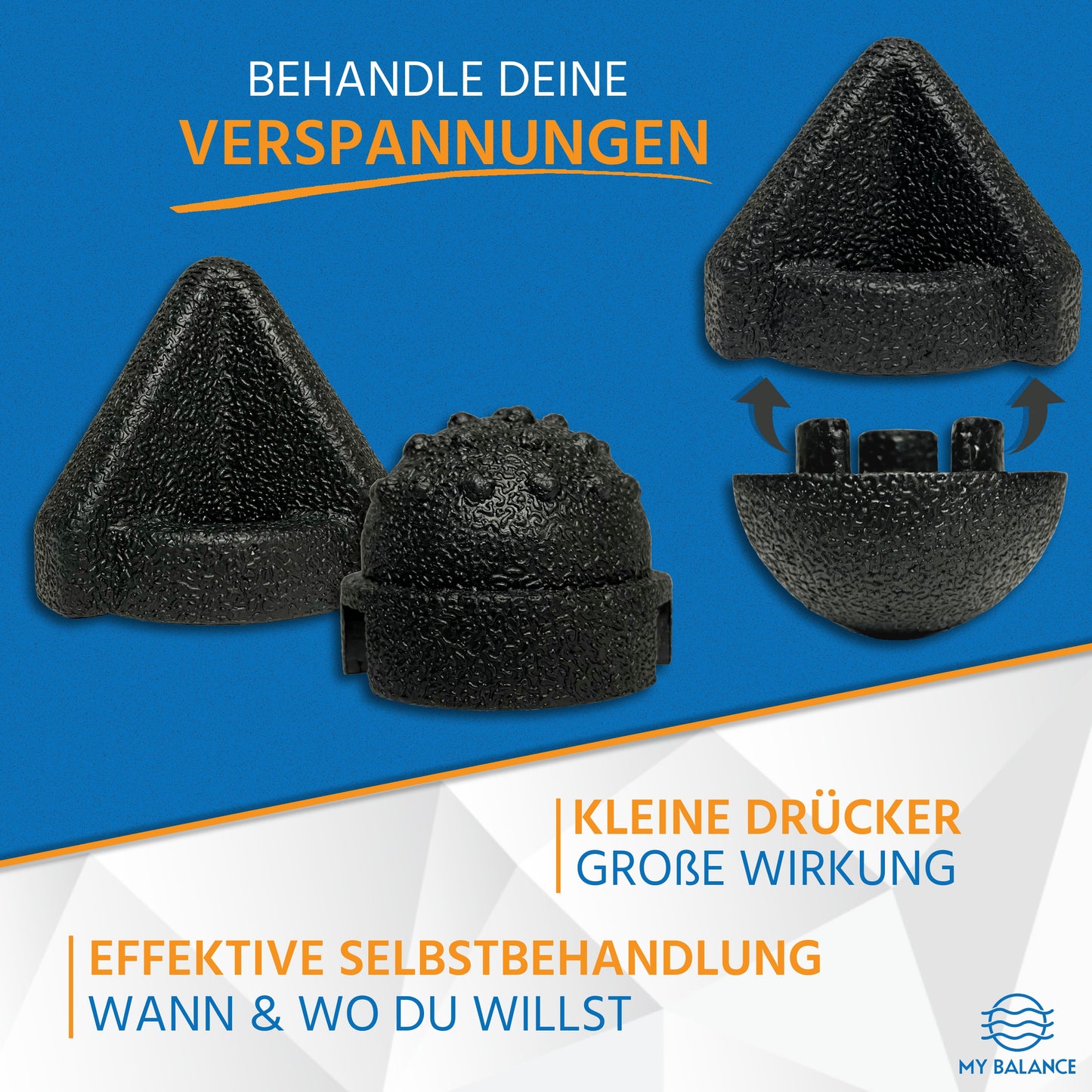 Triggerpunkt Drücker Set, 4-teiliges Handdrücker Set zur Osteopressur und Triggerpunkt Massage