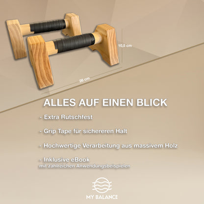 Premium Liegestützgriffe aus Holz inkl. eBook